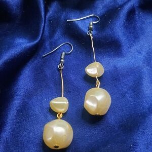 Elegant Gold Dangle Earrings Fresh Water Pearls